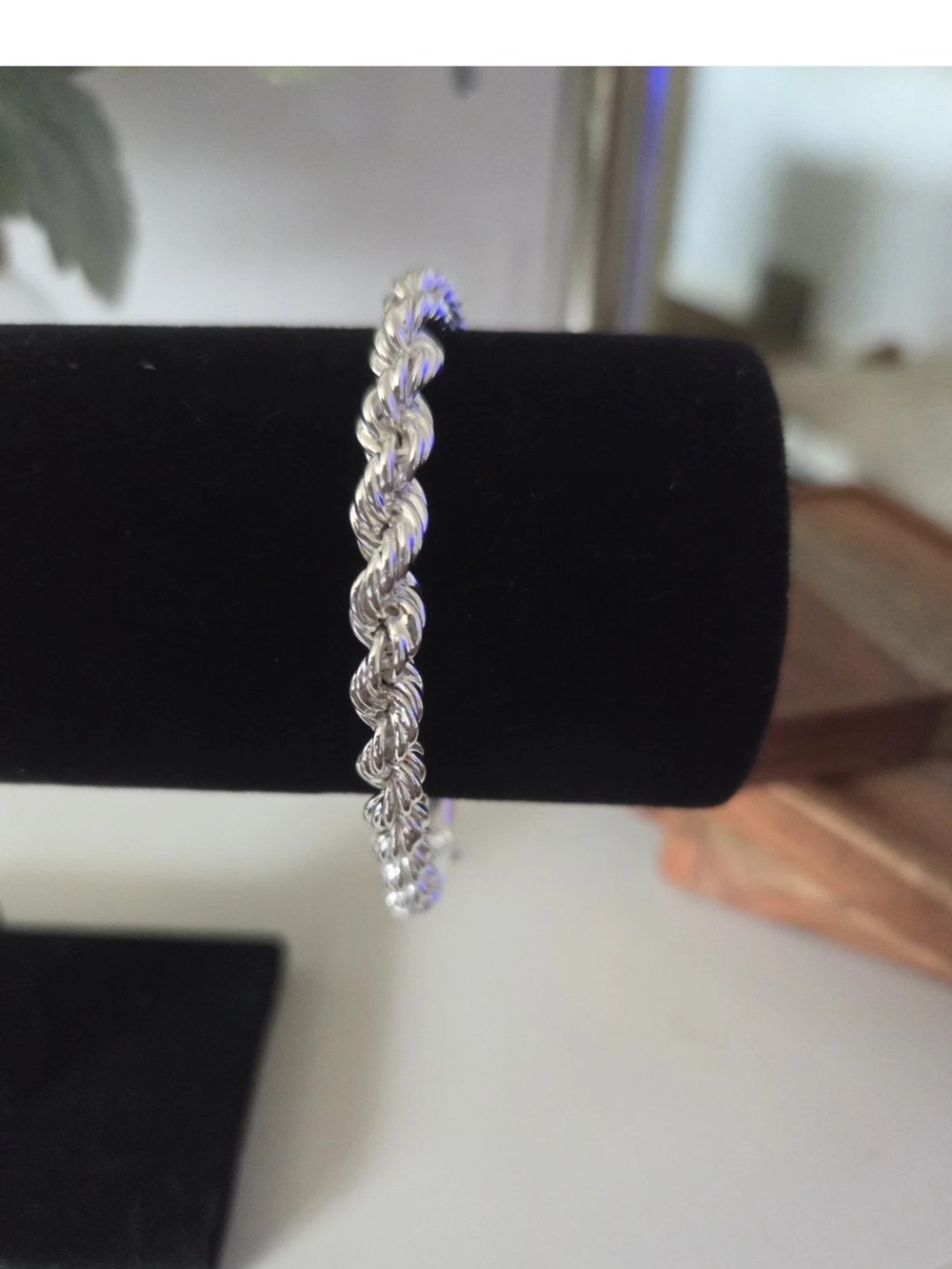 925 Sterling Silver 8in Rope Bracelet 6.7mm Thick
